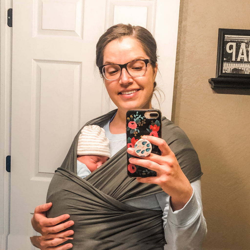 Me with baby Adrian in his wrap.