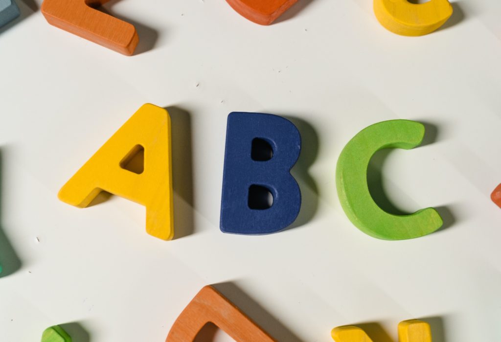 alphabet magnets spelling "ABC"